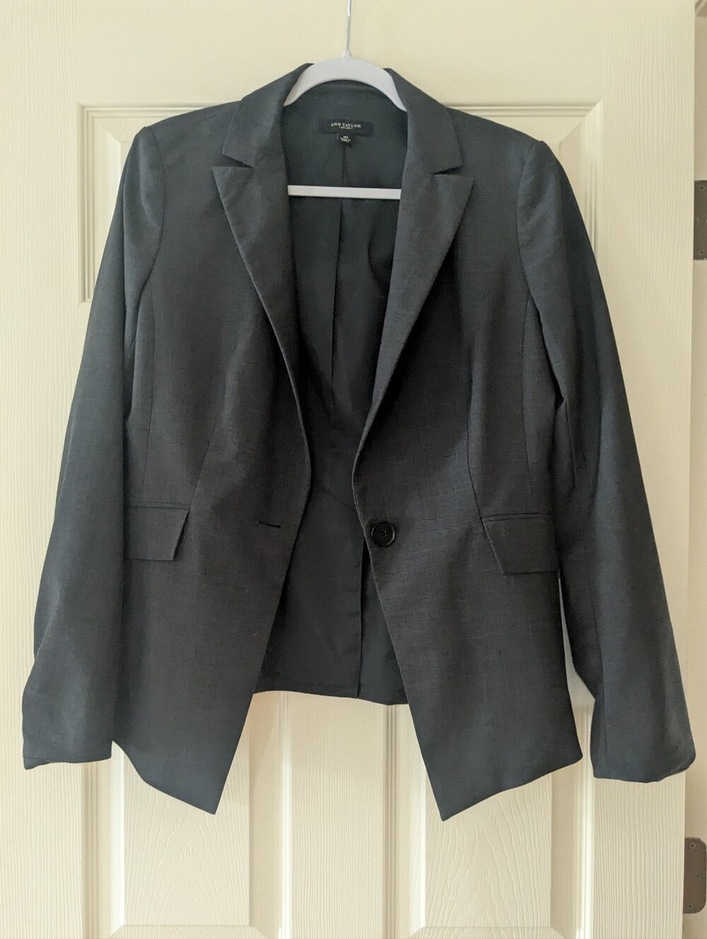 Ann Taylor Charcoal Grey Single-Button Women's Blazer